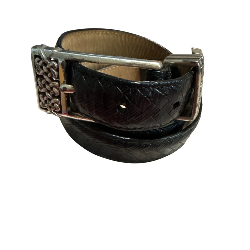 Brighton Basketweave Belt Size 32 Black EUC Celtic Knot Silver Hardware
Western